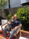 Man and Dog in the Backyard
