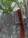 Silver and Red Metal Barrier