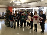 Office Ugly Christmas Sweater Party Group Photo 2017