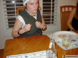 White Headband at the Dining Table