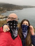 Bandana-wearing Couple by the Hazy Lake