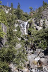 Cascade Falls Through Rocky Sierra Nevada Forest