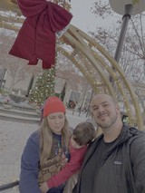 Family Holiday Photo at Festive Shopping Center