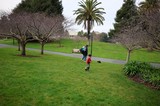 Family Playtime on a Winter Park Hillside