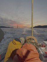 Sunset Boat Journey Near Golden Gate Bridge