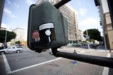 Street Intersection Traffic Light with Sticker
