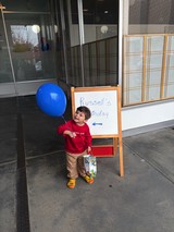 Russell's Birthday Celebration with Blue Balloon