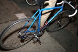 Blue bike parked