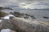 Rocky Shoreline Covered in Snow
