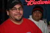 Red Shirt, Baseball Cap and Glasses