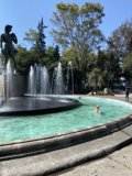 Iconic Fountain with Man Statue in Plaza Rio De Janeiro