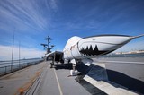 Shark-Mouthed Fighter Jet on USS Hornet Aircraft Carrier