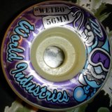 Skateboard Wheel with a Purple and Blue Design