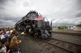 Union Pacific Big Boy Steam Locomotive with American Flags