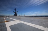 USS Hornet Aircraft Carrier Flight Deck at Dusk