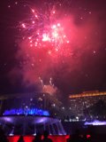 Sparkling Fireworks Display Over the Fountain