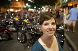 Smiling Woman at Austin Night Motorcycle Rally