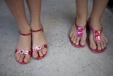 Red Sandals with Pink Hearts