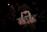 Peace Sign in a Hoodie