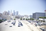 City Parking Lot Filled with Cars