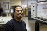 Man Enjoys Time with Electrical Appliance