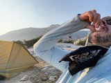 Bandana Man Takes Shelter in Desolation Wilderness
