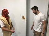 Costumed duo in LA hallway
