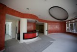 Circular Design in Red and White Room