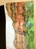 Watercolor Painting of a Mountain and Trees
