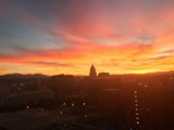 City Sunset with Mountain Backdrop