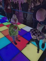 Children Playing on Interactive LED Light Floor