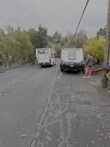 Traffic Accident Scene on Residential Road
