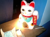 Maneki Neko Lamp on a Table