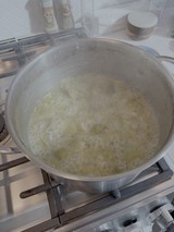 Boiling Noodles in Professional Kitchen Pan