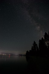 Milky Way Arches Over Tranquil Lake Tahoe Shoreline