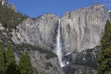 Yosemite Falls Cascading Down Granite Cliffs in Winter