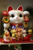 Cat Figurine with Rainbow Balls