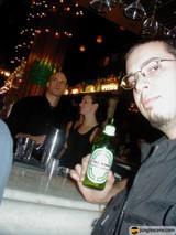 Man Enjoys a Cold Beer at Super Troopers Premier After Party