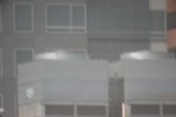 Winter Storm Over Office Buildings