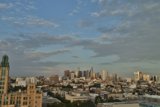 Metropolis under a cloudy sky