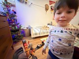 Child's Christmas Morning in Festive Holiday Pajamas