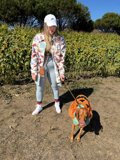 Woman and Beagle Enjoying the Sunny Outdoors