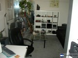 Black Leather Swivel Chair in Home Office