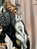 Feline Stack: A Modern Art Painting of Two Cats