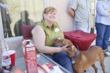 Woman and Dog Enjoying a Break