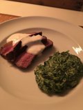 mouth-watering steak and spinach