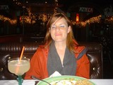 Woman Making Silly Face at Mexican Restaurant