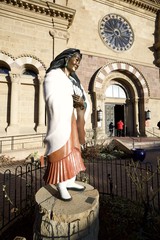 Native American Statue Before Historic Santa Fe Cathedral