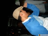 Blue Shirt and Cap at the Party.