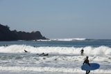 Pacifica Surfers Riding the Waves Underneath the Azure Sky, 2023